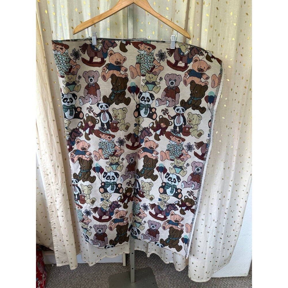 Vintage 80s 90s Small DIY Teddy Bears Tapestry Brocade Scrap Remnant Material